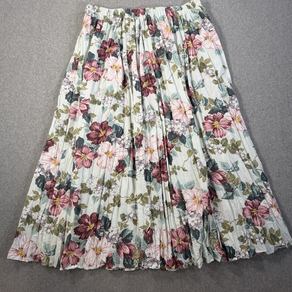 Sharon Anthony Women's 2X Plus Size Floral Pleated Maxi Skirt Cottagecore VTG
